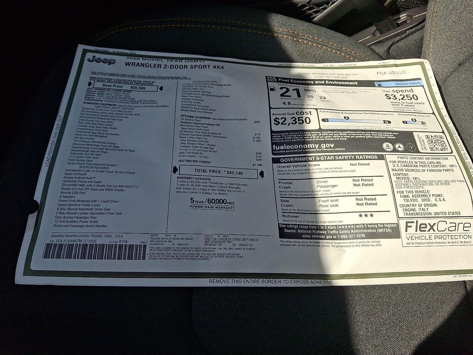 2026 Jeep Wrangler Sport