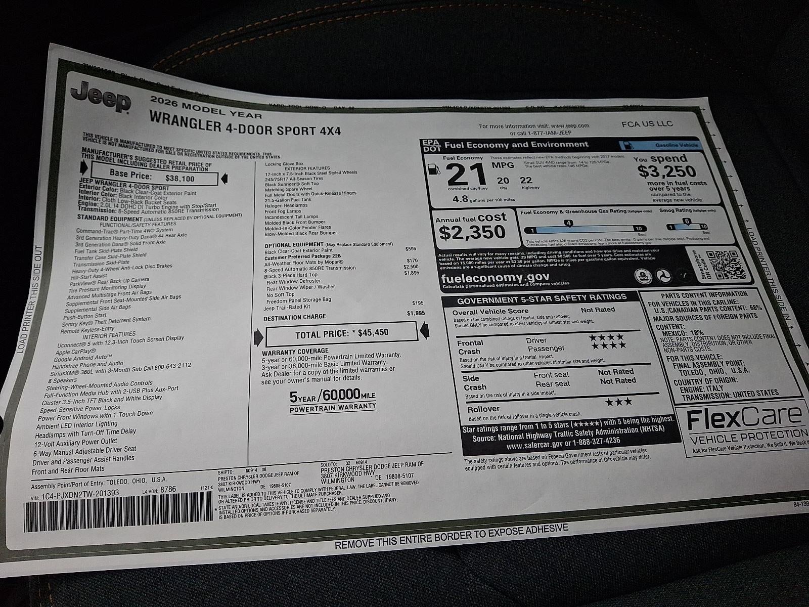 2026 Jeep Wrangler Sport