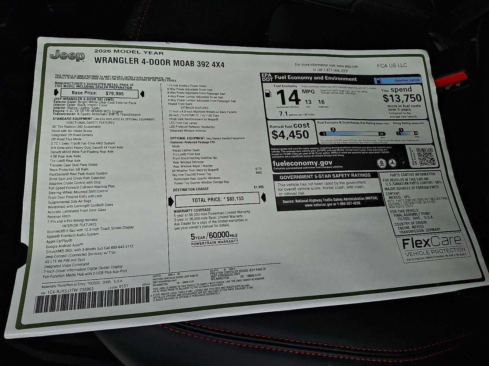 2026 Jeep Wrangler Moab 392