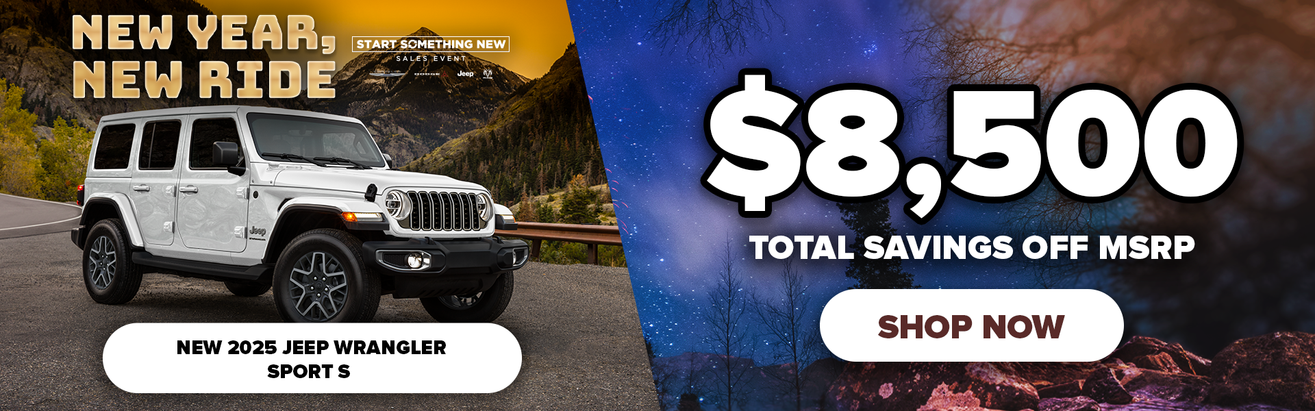 $8,500 off MSRP New 2025 Jeep Wrangler Sport