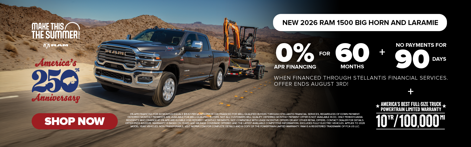 0% APR Fin./60 Mo. + 90 Days No Payments | 2026 Ram 1500 